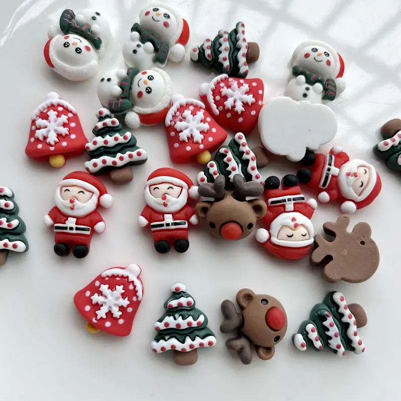 10Pcs New Cute Mini Christmas Collection Series Resin Flatback Cabochon Scrapbook Kawaii Embellishments Accessories