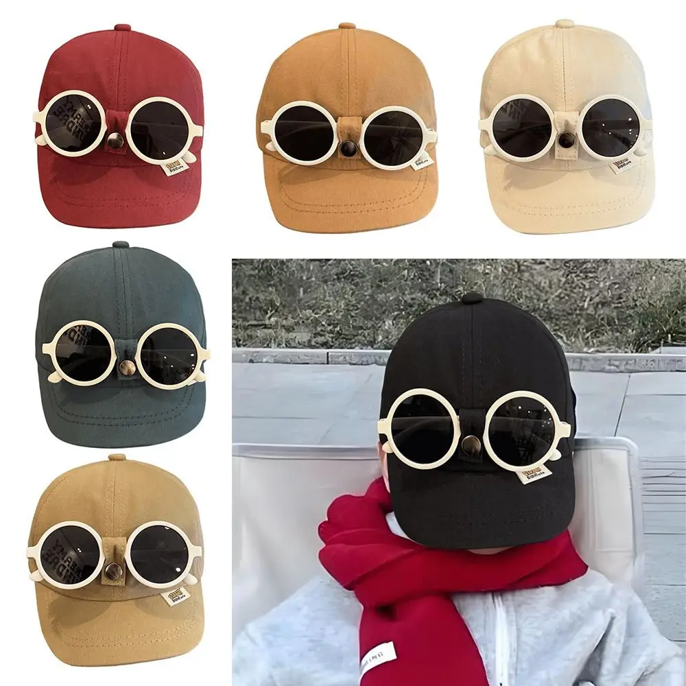 

With Detachable Foldable Glasses Baby Baseball Cap Sunscreen Sunshade Kids Children Sun Visor Hats Sun Protection Breathable