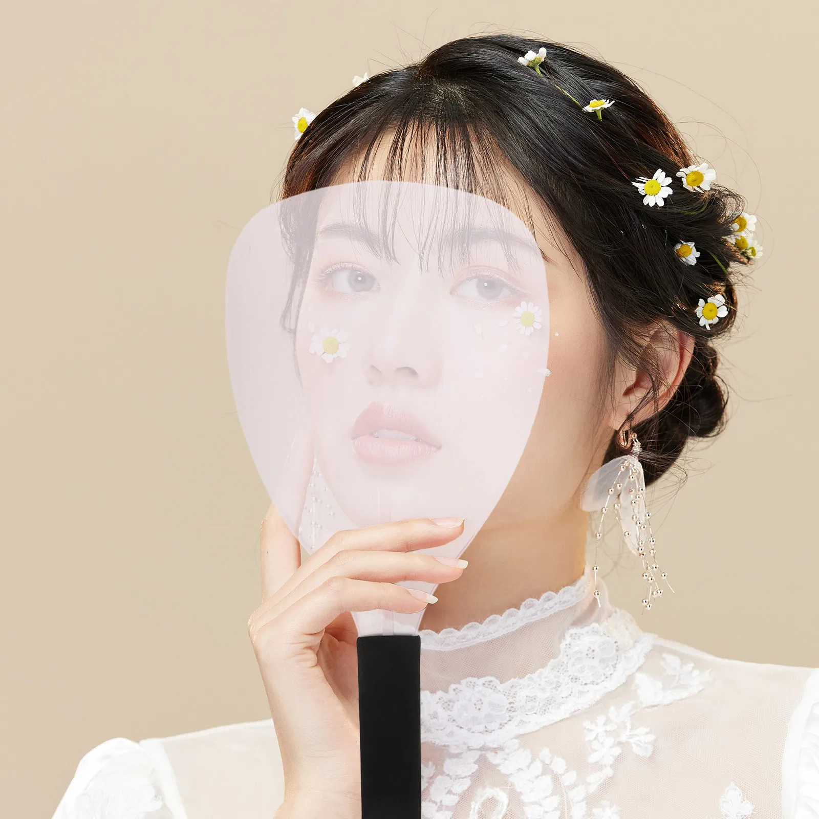 

4Pcs Hairdressing Face Cover Shield with Handle Transparent Plastic Reusable Salon Barber Hair Spray Protector for Dyeing