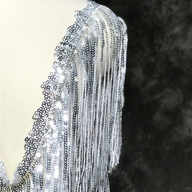 Sequins Tassel Fringe Sewing Trim for DIY Dance Clothing Charm Tassel Fringe Heavy Beads Glass Tube trimming DIY Dress Costume