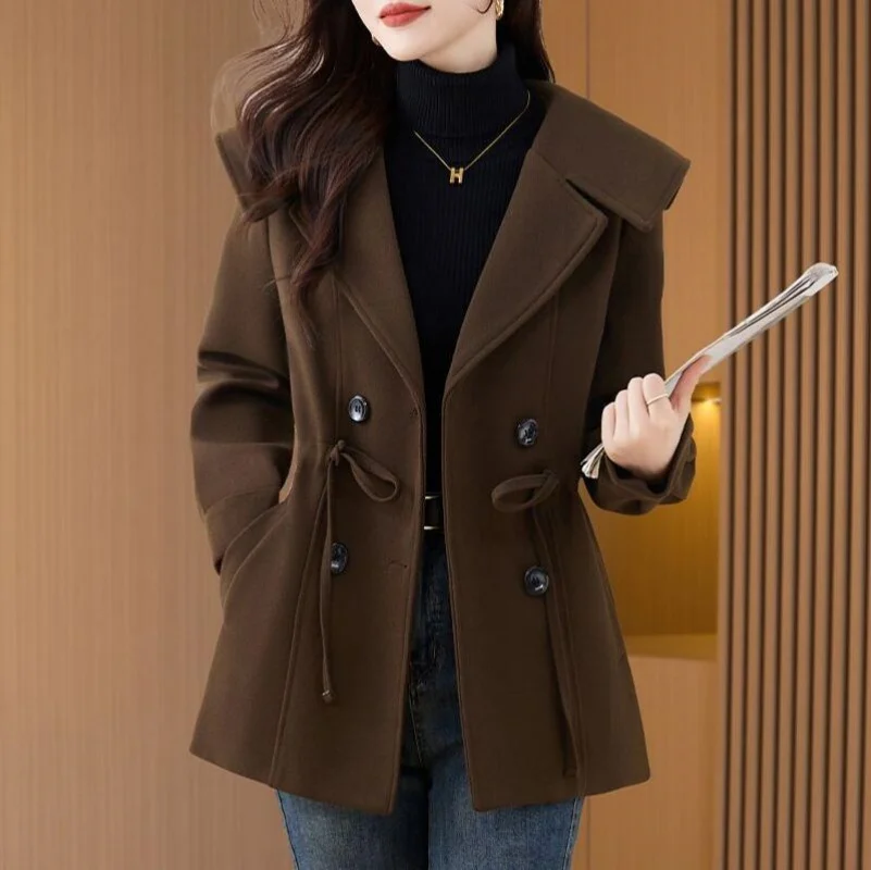 

Women Woolen Jacket Autumn Winter New Mid length Versatile Comfortable Female Coat Elegant Trend Ladies Wool Overcoat