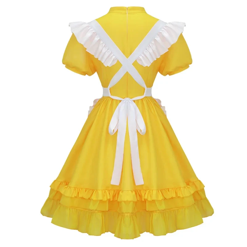 UUI1Game Animatronic Chicken Chica Cosplay Yellow Lolita Maid Dress William Afton FNaF Purple Guy Costume Halloween Party Unifor view 3