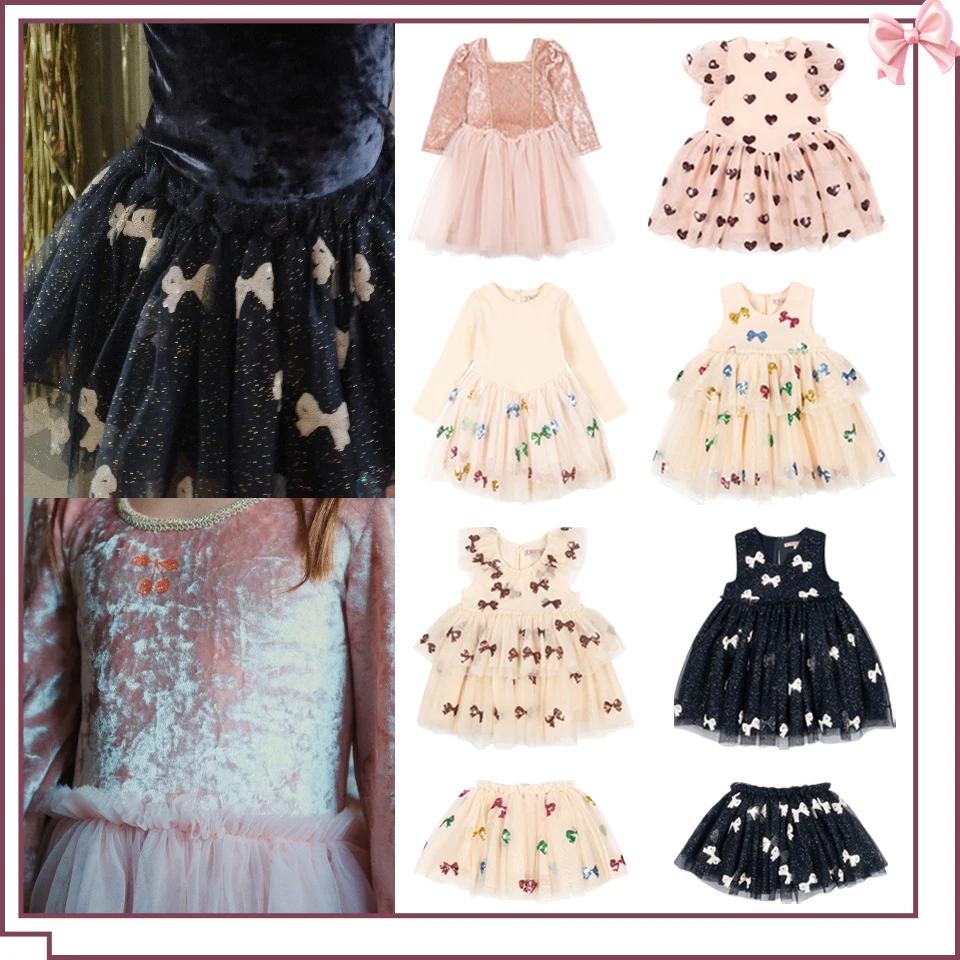 

Girls Sequin Mesh Dress 2025 KS Kids Pretty Princess Dresses Girl Cute Skirt Carnival Party Children Voile Dress Christmas Gifts