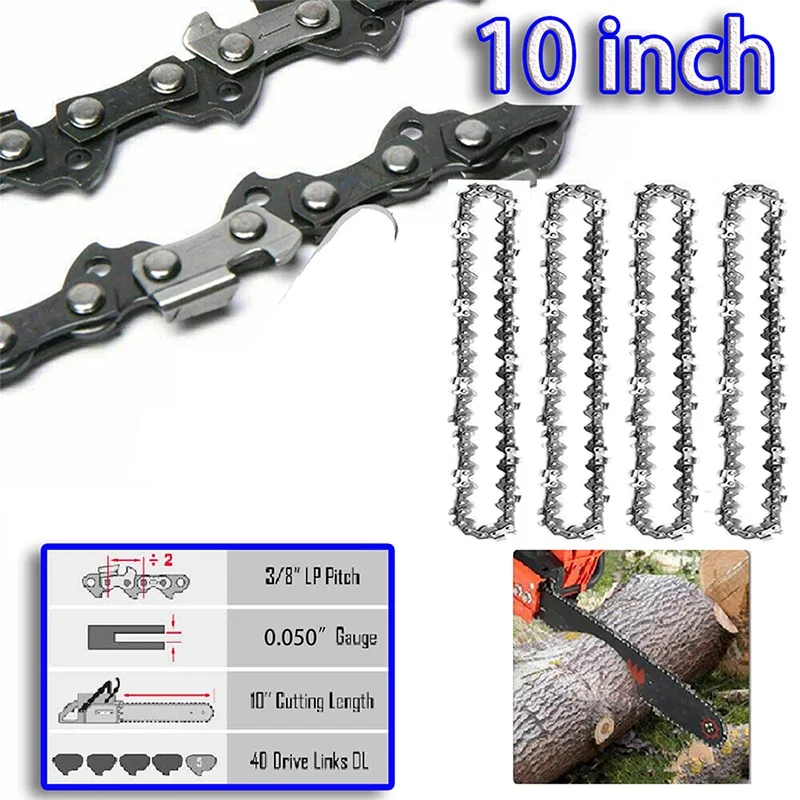 

10 Inch Chainsaw Chain 3/8" LP Pitch .050" Gauge 40 Drive Links Pole Saw Replacement Chains for Garden Cutting Tool Accessories