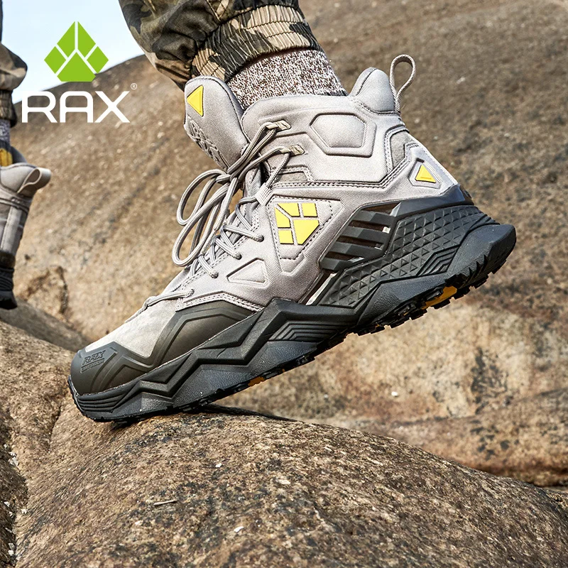 Rax Cowhide Hiking Shoes Men Trekking Sneakers Tactical Wakling Sport desert boots Waterproof Outdoor Climbing Hunting Boots