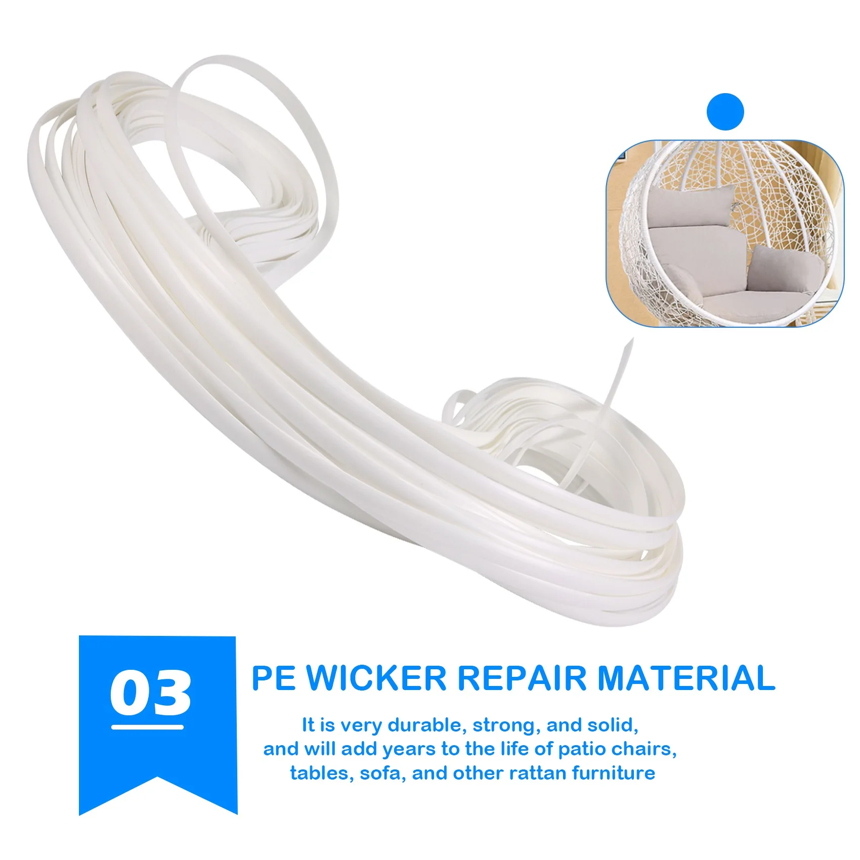 

AC76-Набор для ремонта плетеной мебели, синтетический ротанг, прочный комплект для ремонта садовой мебели, белый