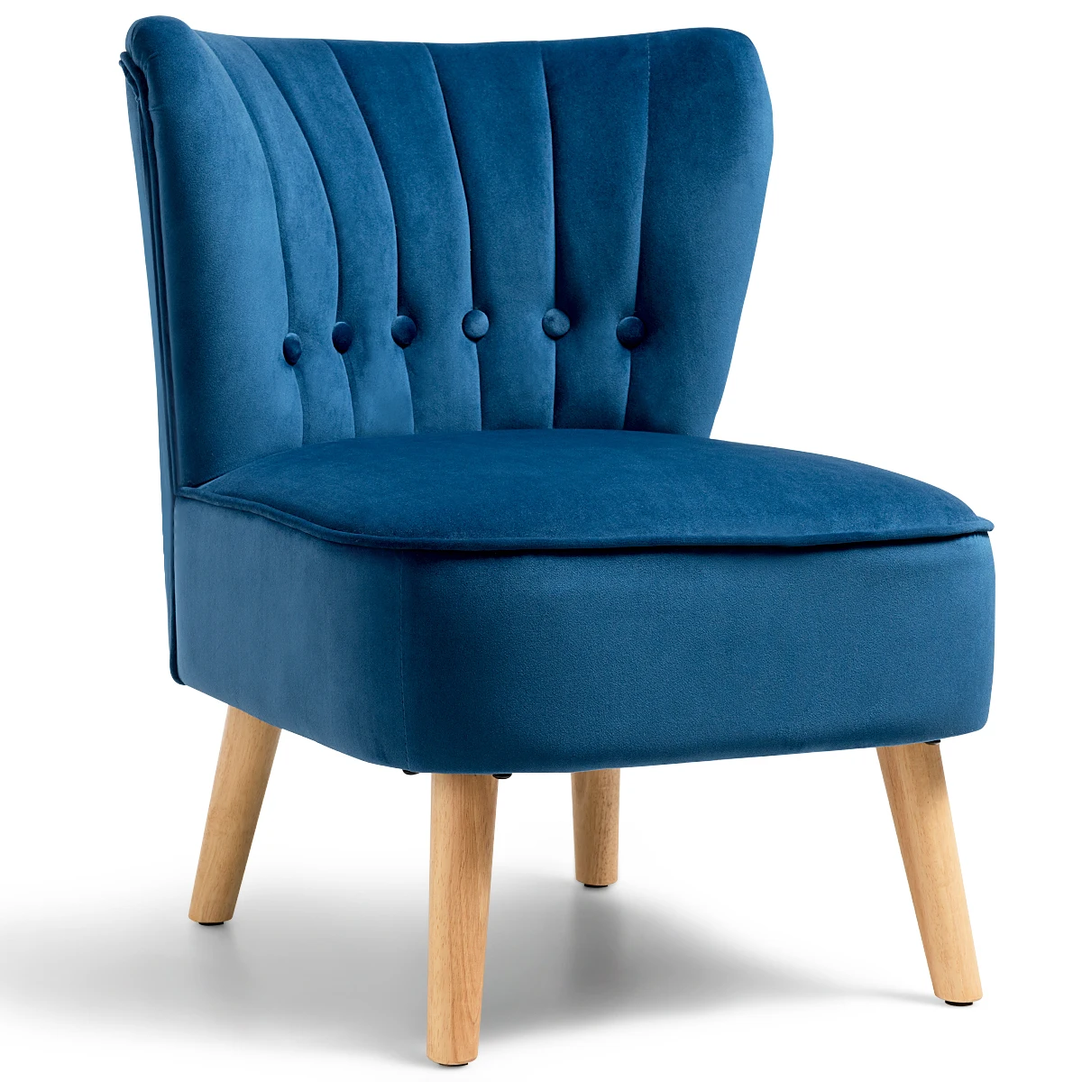 Armless Accent Chair Tufted Velvet Leisure Chair Single Sofa Upholstered Blue