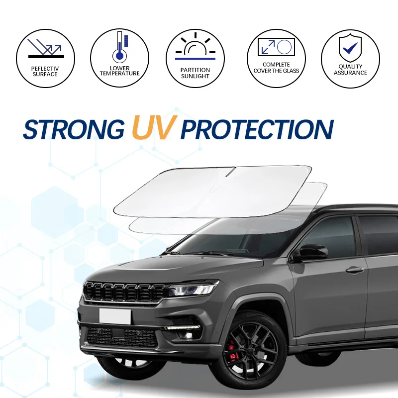 

Car Windshield Sun Shade For jeep Commander Sunshade Summer Visor Protector Foldable Blocks UV Rays Protection Accessorie