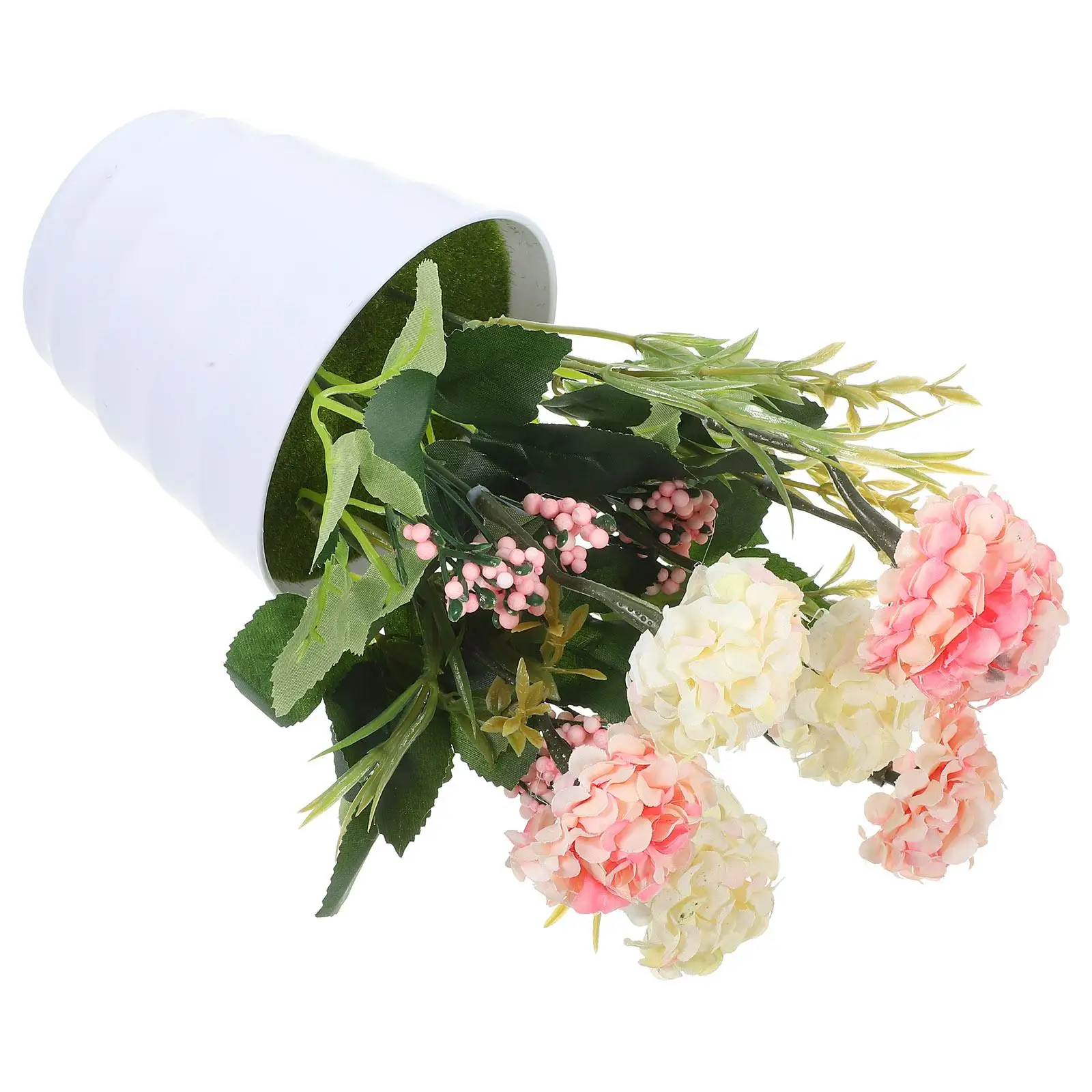 

Artificial Desktop Decoration Pink Ball Chrysanthemum Silk Flower Bonsai Faux Potted Plant Lifelike Simulated Plant Ornaments