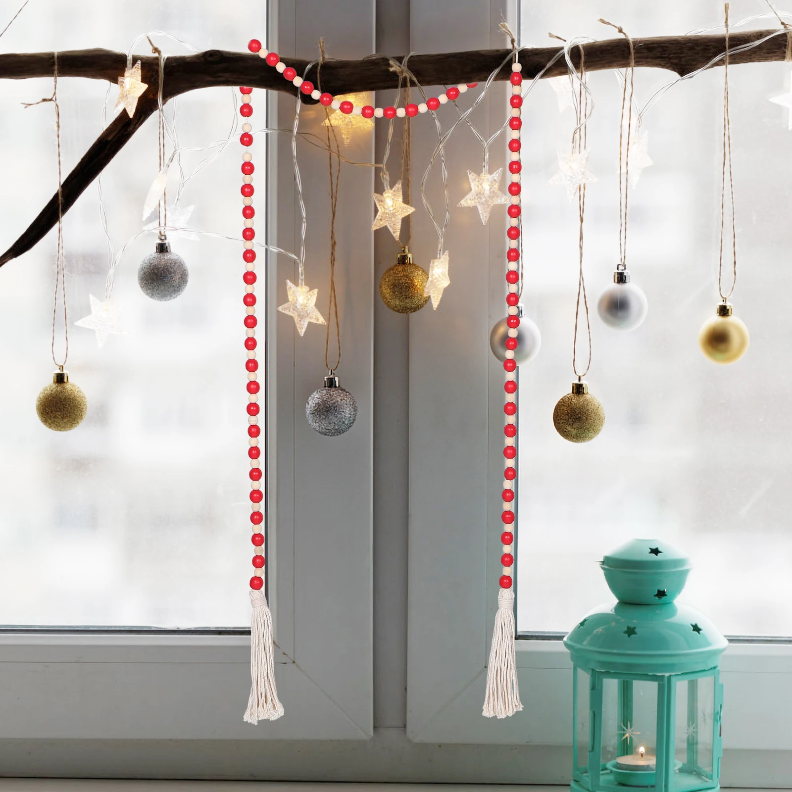 

Wooden Beads Decoration Country Christmas Decorations Home Cotton Beaded Ornaments