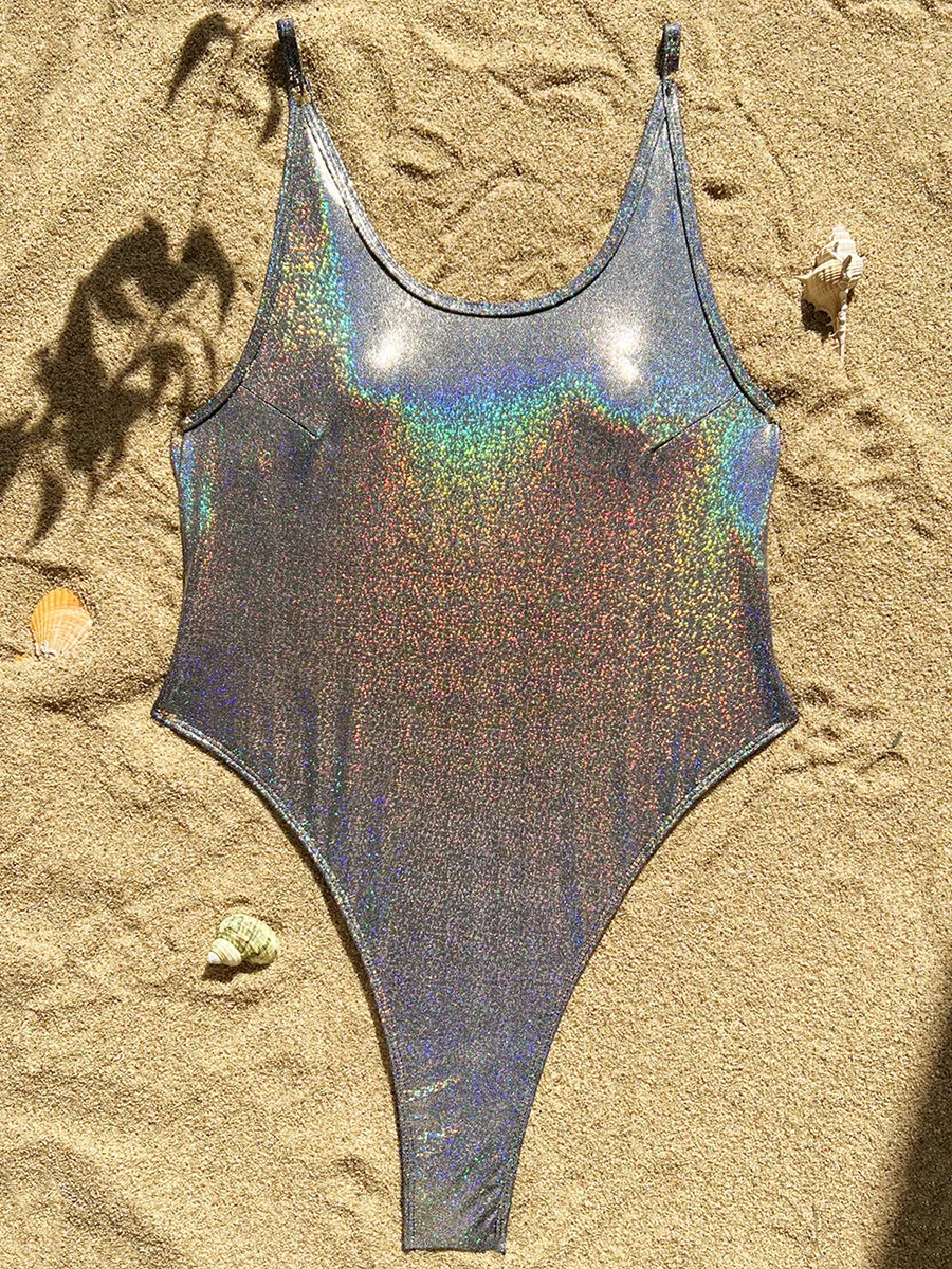 Extreme Mini Micro Tanga Glitter funkelnde Frauen Bade bekleidung einteiligen Badeanzug weibliche High Cut Monokini Badende Badeanzug schwimmen