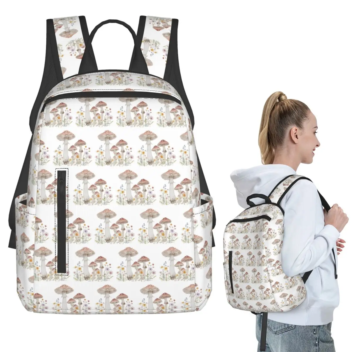 

Amanita And Flowers Backpack Student BookBag Children School Bag Laptop Shoulder Bags Boys Girls