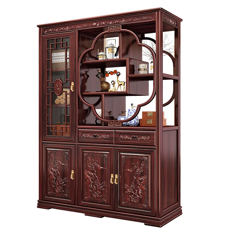 

New Chinese style solid wood room cabinet, living room, mahogany entrance, home screen partition cabinet