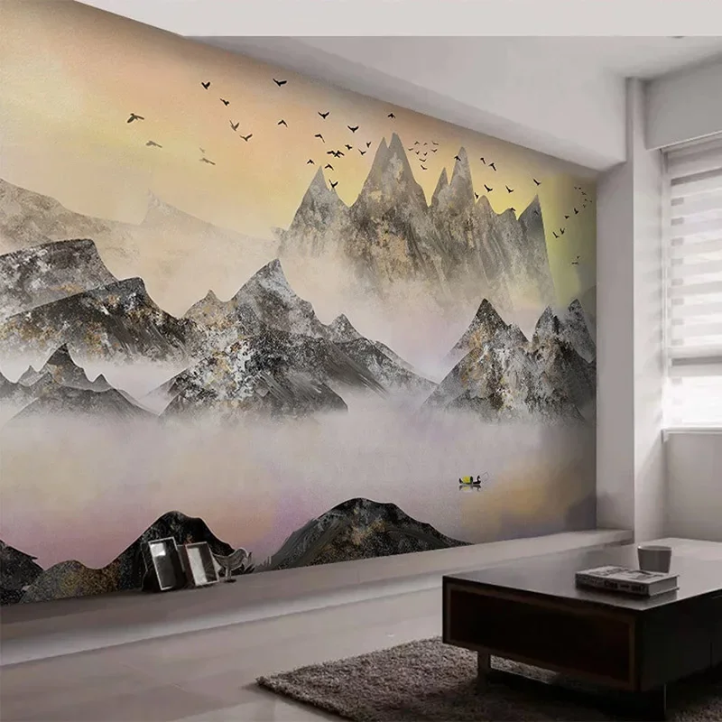 Custom Mural Wallpaper Chinese Style Artistic Ink Landscape Fresco Living Room Study Home Decor Waterproof Papel De Parede Sala