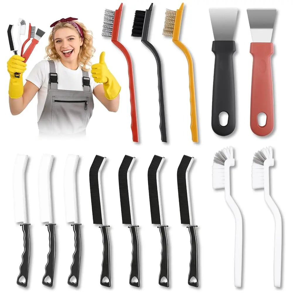 

Набор из 14 щеток для чистки щелей, щетки с жесткой щетиной для глубокой очистки швов и раковин, многофункциональные щетки для чистки труднодоступных мест