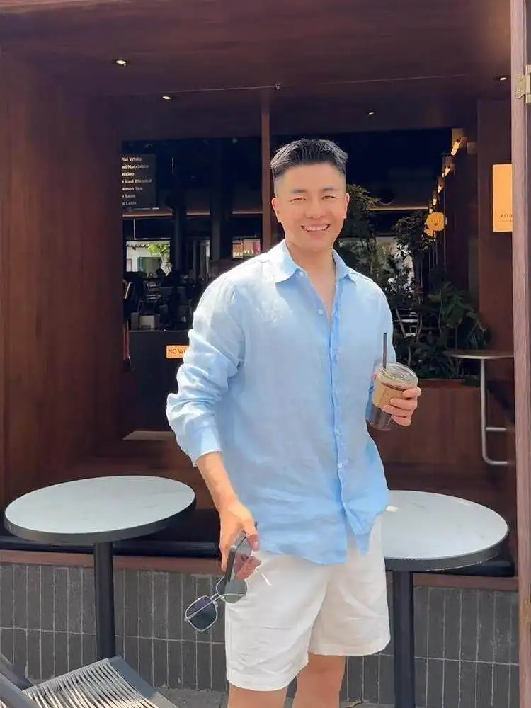 

Lightweight Linen Ice Silk Long Sleeve Men's Shirt Casual Summer Style City Walk Sun Protection Neck Inner Wear
