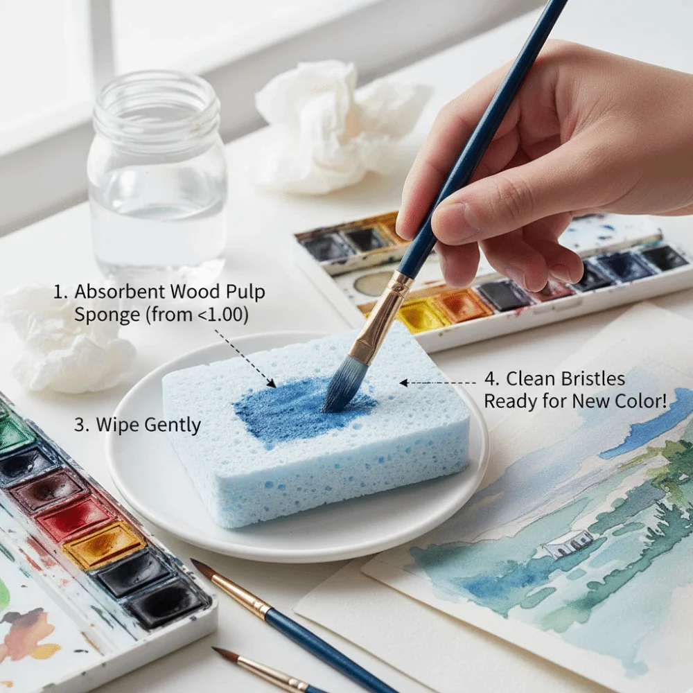 3PCS Home DIY Rectangle Shape Artist Sponges High Elasticity Reusable Watercolor Sponges Painting Sponges Crafts