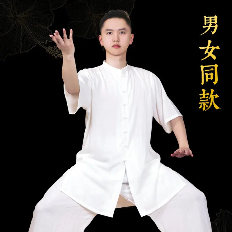 Martial arts tai ji suit women's   cotton and linen exercise clothing men's spring/summer eight-piece brocade suit.