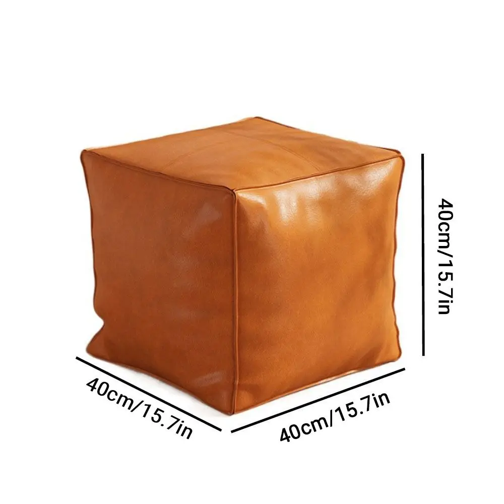 Minimalist Non-Slip Storage Stool Large Capacity No Fillings PU Leather Ottoman Thicken Stackable Moroccan Pouf Home