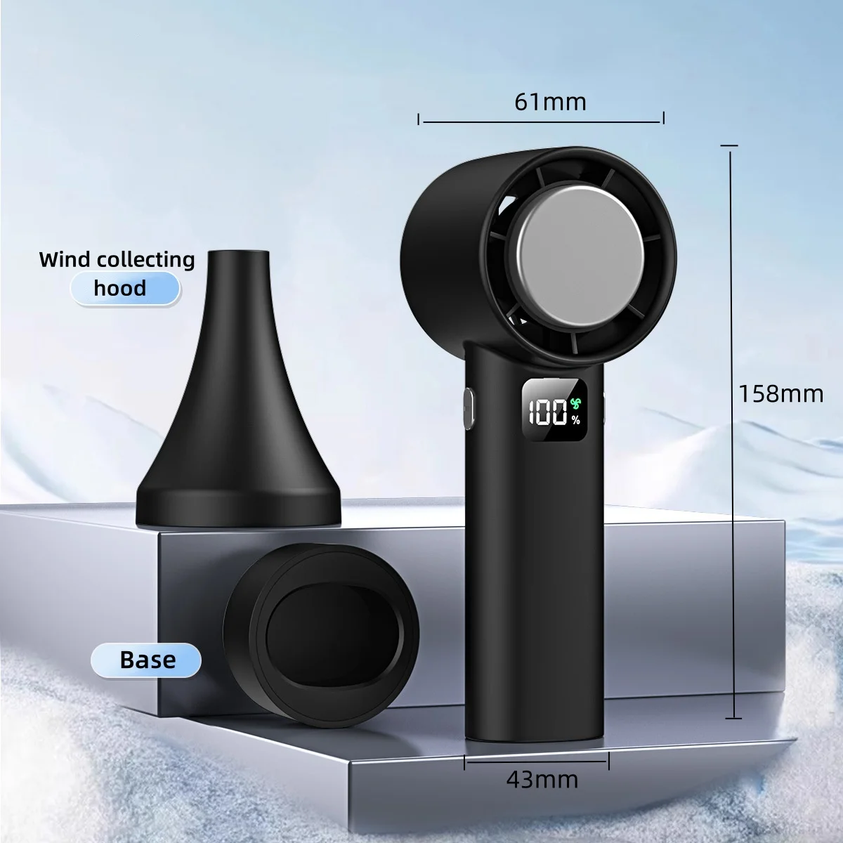 Multi-Function ความเร็วสูงพัดลมมือ 100 เกียร์ลมปรับ 3000mAh แบตเตอรี่ USB ชาร์จกลางแจ้งแบบพกพา ICE Cooling MINI พัดลม