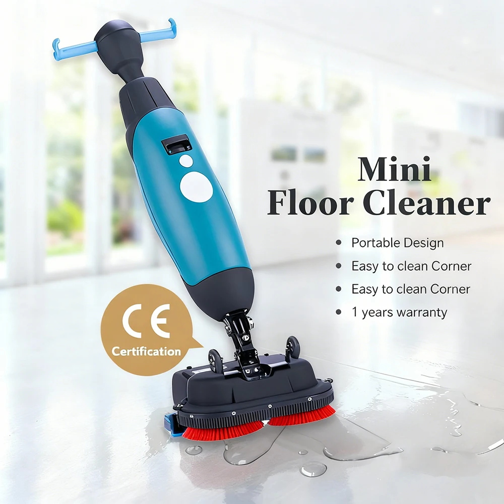 Foldable Mini Floor Sweeper Electric Floor Scrubber Cleaning Machine for Burnishing Concrete Floors for Small Areas