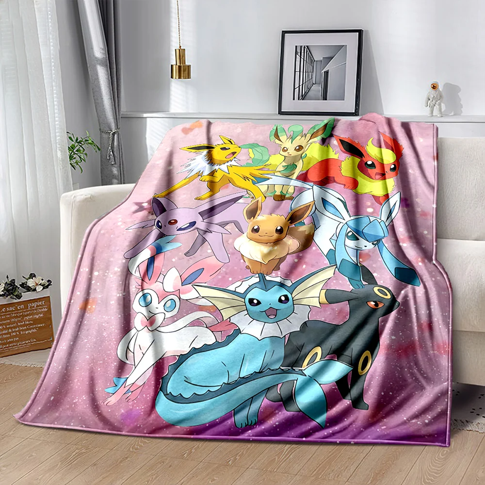 Pokemen Eevee-Pikachu Flannel Blanket Children's Air Conditioning Blanket Lunch Blanket Pet for Daughter Girlfriend Gift