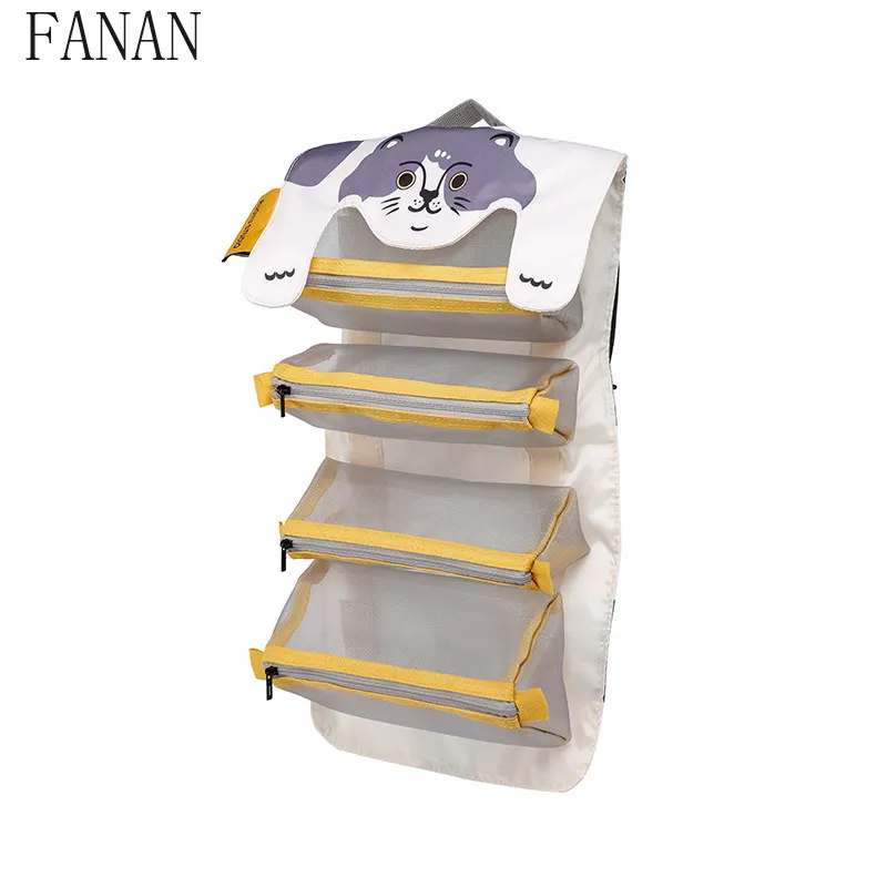 Original Cute Cat Women's Cosmetic Bags Portable 4-in-1 Detachable Travel Toiletry Makeup Bag Kawaii Girls Storage Pouch