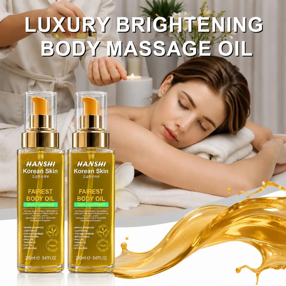 Korean Skin Body Oil 280ml Niacinamide Infused Hydrating Firming Skin Lightening Massage Oil Deep Nourish Dry Skin Body
