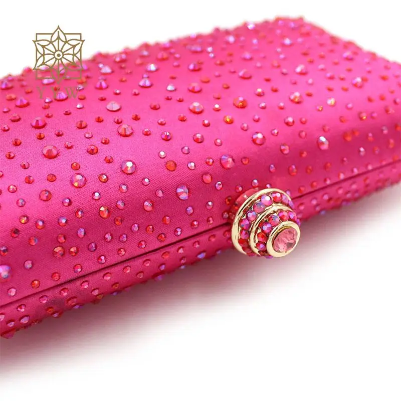 Lady Beaded Clutch Bag Rhinestone Crystal Purse Glitter Evening Handbag for Wedding Cocktail Prom Party Metal Chain Shoulder Bag