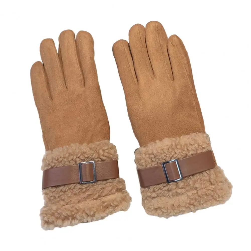 Women Touch Screen Gloves Women’s Faux Suede Gloves with Faux Fur Cuff Winter Warm Fleece Lined Touchscreen for Smartphone