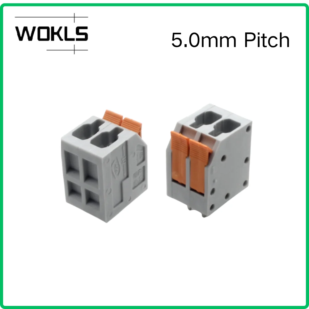 50/100PCS 2604-5.0mm Pitch Terminal Block Wire Connector Push in Clamp ...
