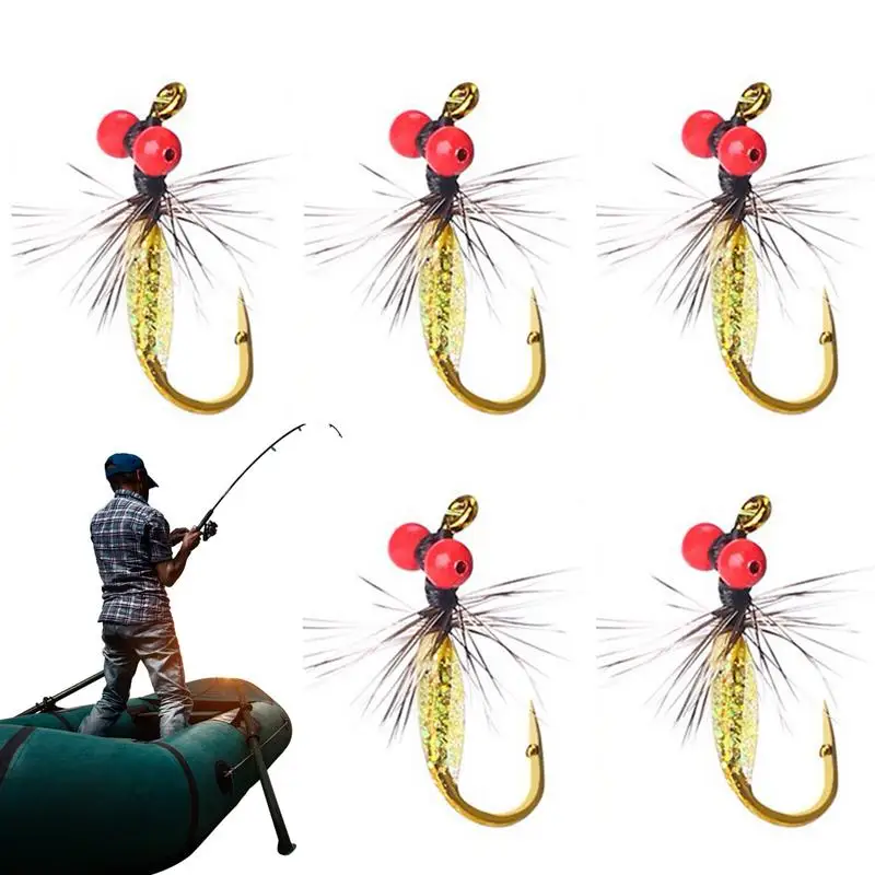 

Fly Fishing Hooks Realistic Barbed Fishing Hooks Bead Heads Fly Hook Saltwater Fishing Tackle Small Bass Fishing Hooks