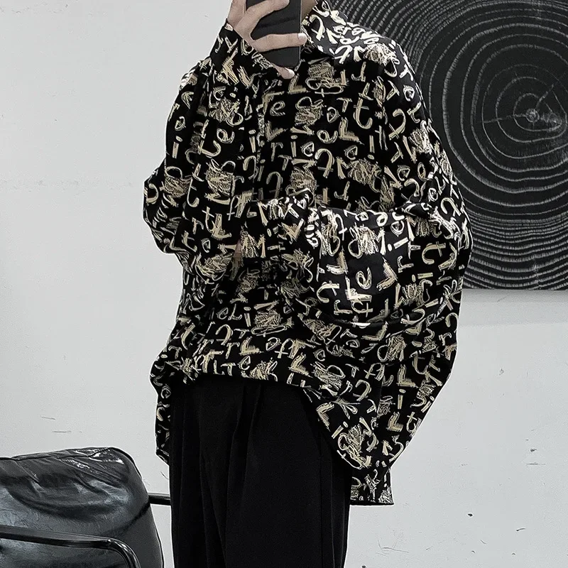 New Letter Printed Shirts For Men Spring Summer Fashion Casual Loose Men's Shirt Japanese Streetwear Men Clothing Y2k