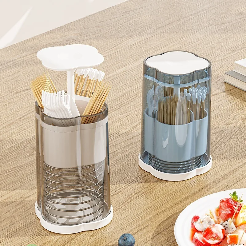 

Creative Cotton Swab Box Springcap Press Toothpick Holder Automatic Pop Up Living Room Restaurant Dental Floss Dispenser