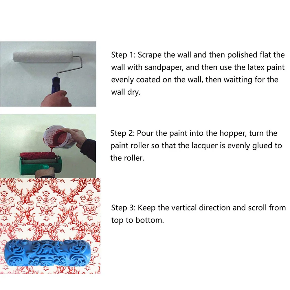 

Wallpaper Printing Roller Green Rubber Texture Tool For Wall Ceiling Furniture Grain Pattern Machine Paint Wallpaper