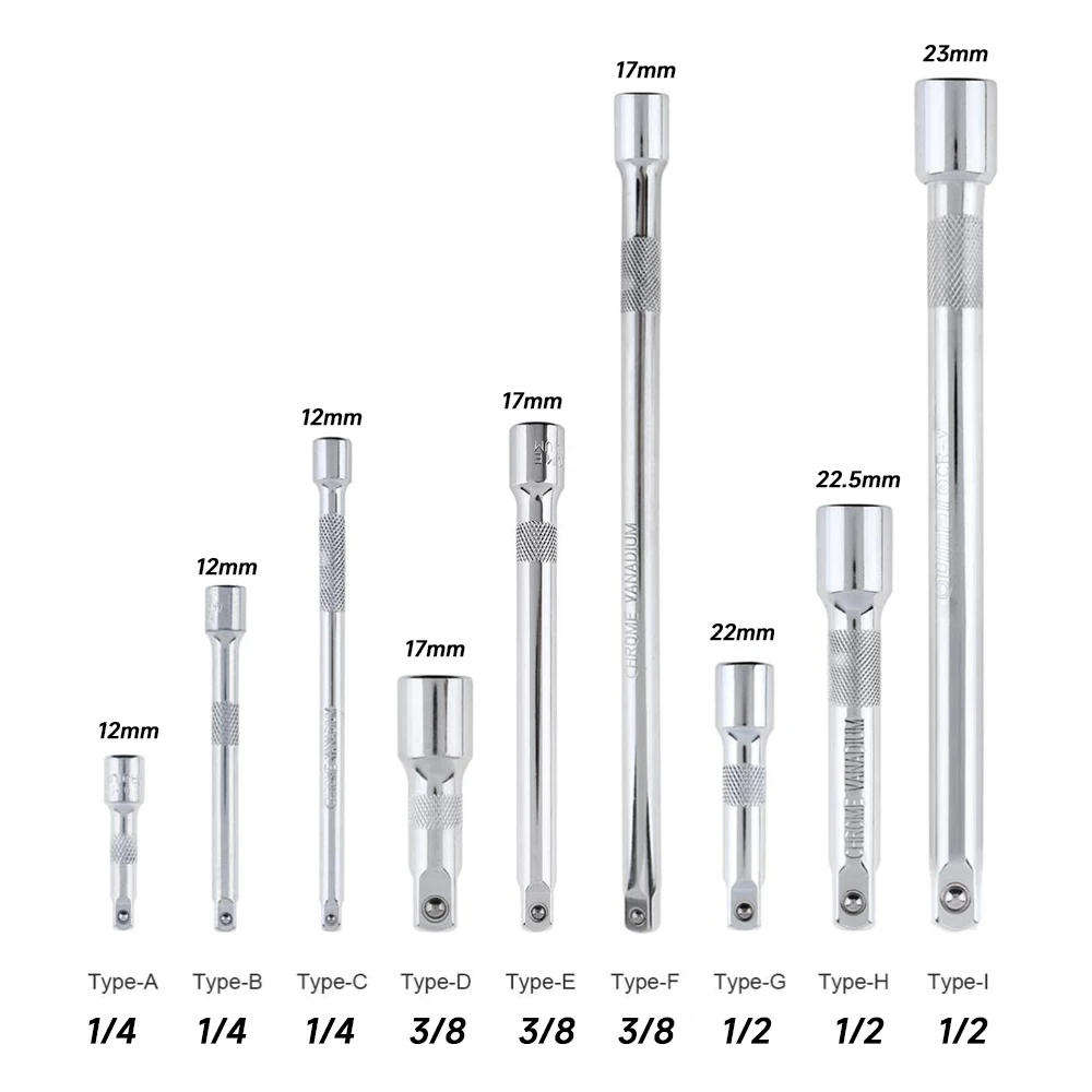 1/4 3/8 1/2 Wrench Extension Bar Socket Ratchet 50/75/100/125/150/250mm Long Bar Sleeve Connecting Rod Steering