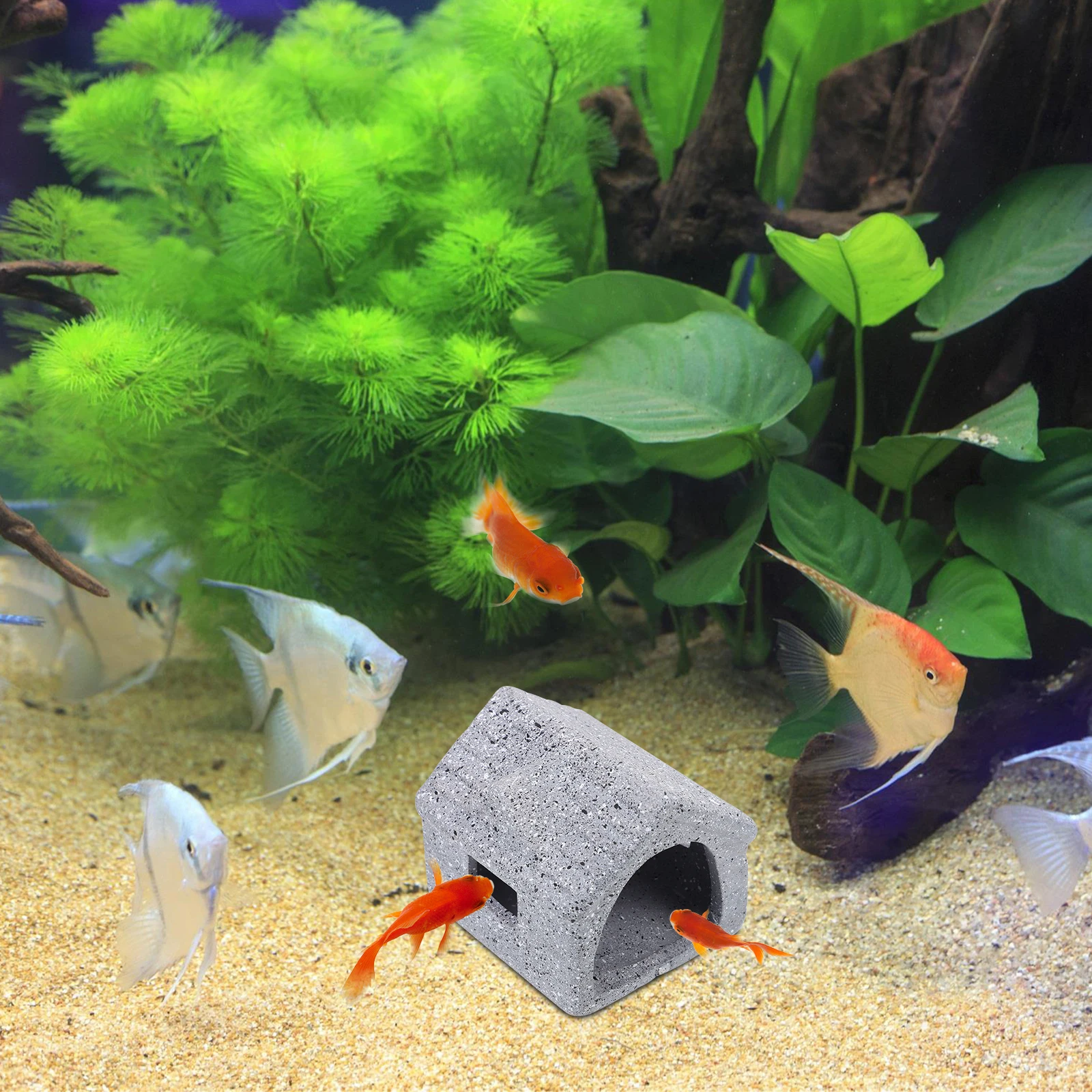 

Grey Ceramic Shrimp Breeding House for Fish Tank Decor Aquarium Shelter Cave Hiding Place Landscaping Ornament Fish Hideout