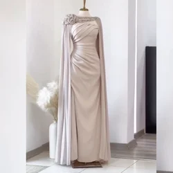 Customized Exquisite Jersey Pleat Flower Beading Sequined Straight Scoop Neck Long Dresses Bespoke Occasion Dresses Fashion