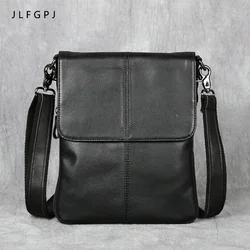 New Genuine Leather Fashion Shoulder Bag Men's Head Layer Cowhide Vertical Large Capacity Multi-functional Crossbody Bag