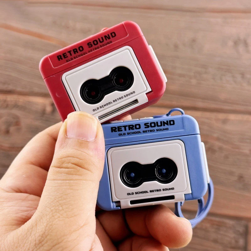 Retro Tape Recorder Keychain Mini Recording Music Box Pendant Keyring Backpack Ornament Birthday Couple Gift