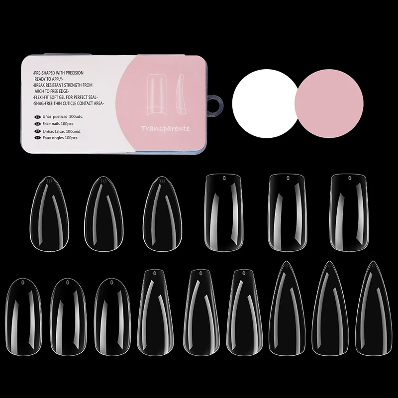 

100Pcs/Box Nails NO Polishing Press On False Nails Polishing-Free Nail Patch High Transparent Soft Gel Nail Tips For Extension