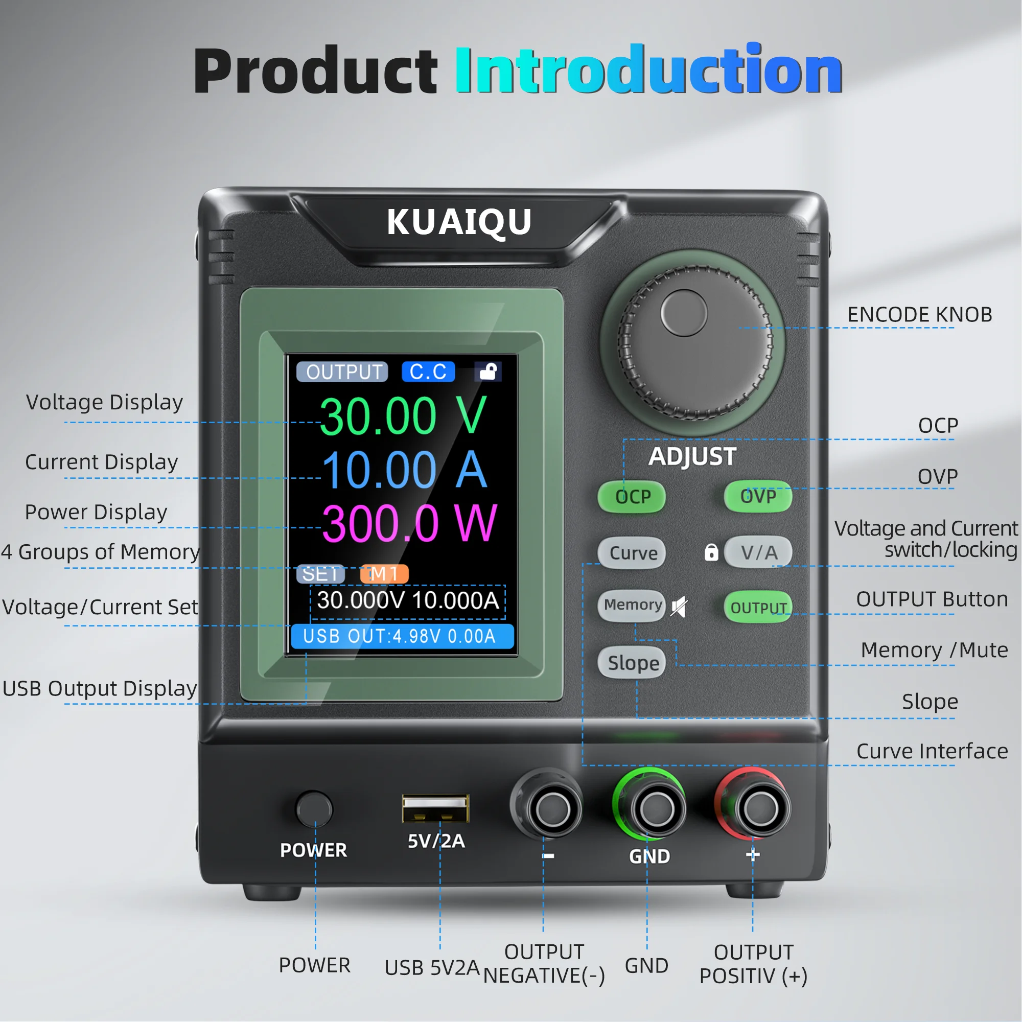 KUAIQU Catu Daya DC Linier Ter - Programmable Linear Dc Power Supply 30V 10A ulasan dan harga