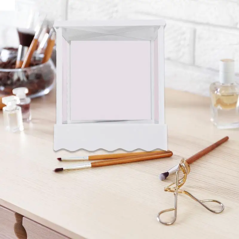 Non Reversing Mirror Triangular Fixed Table Mirror  Non-Magnifying Mirror For Modeling Makeup Facial Correction Supplies