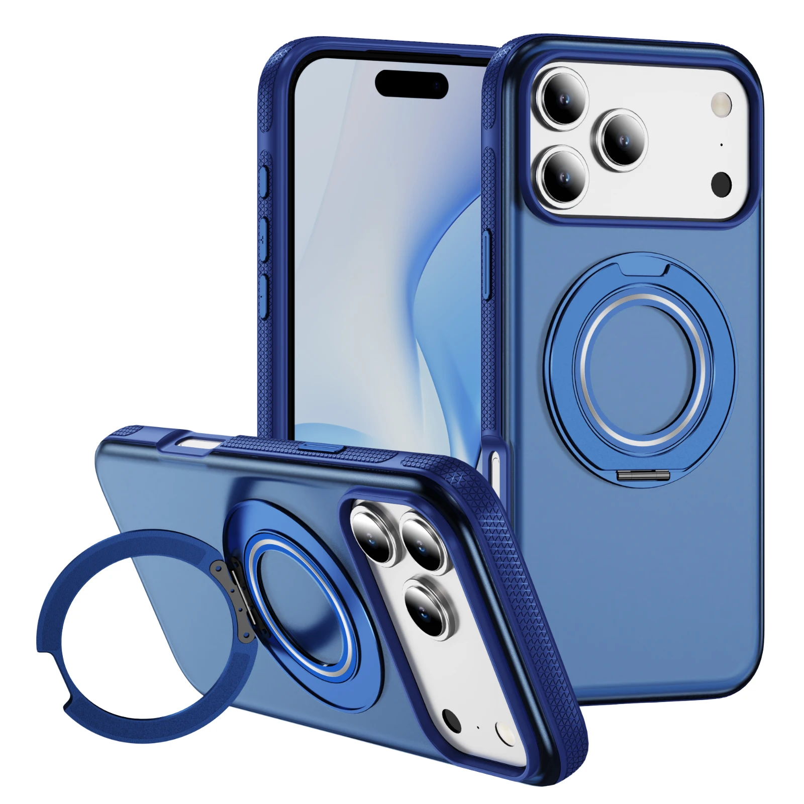 

360 Degree Gear Rotating Bracket Case For iPhone 17 Pro Max /17 Air /16E 16 15 14 13 Magnetic Finger Ring Stand Transparent Case