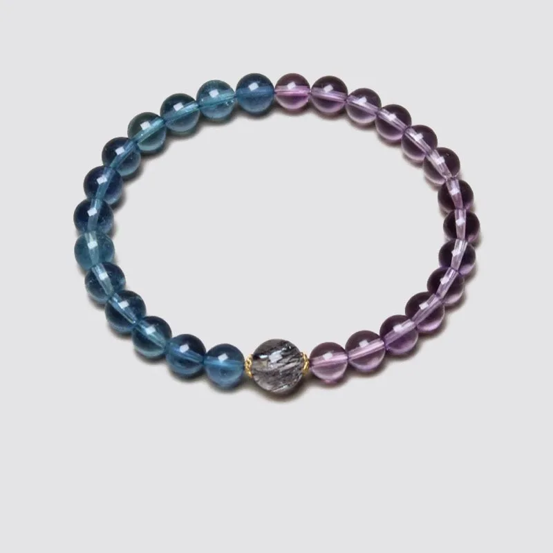 

Sheng Ji Wu Xing Balance Water Fire Jewelry Female Couple Gift Amethyst Beads Sea Blue Treasure Crystal Bracelet Lucky HandStri