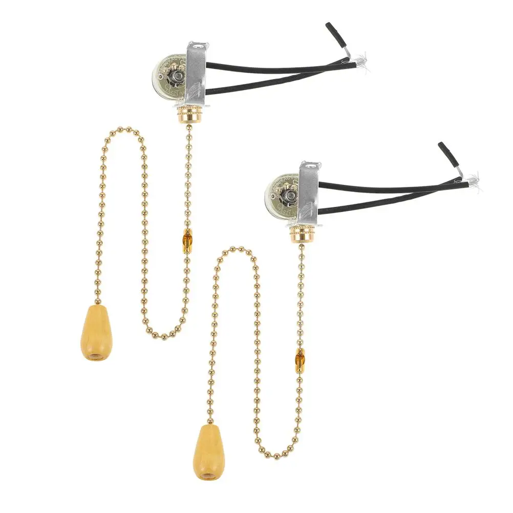 

2Pcs Lamp Pull Chain Switch for Ceiling Replacement Extender Cords DIY Iron Ceiling Home Safe Usage