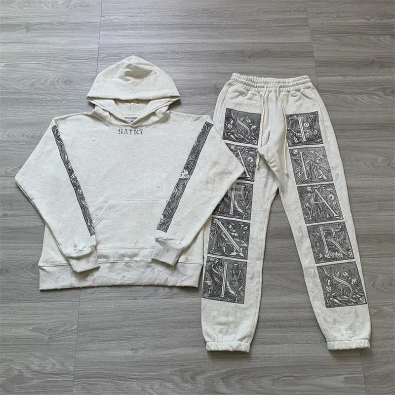 25SS Washed Destroy Saint Michael Sweatshirts Hip Hop Oversized Autumn and Winter Hoodies