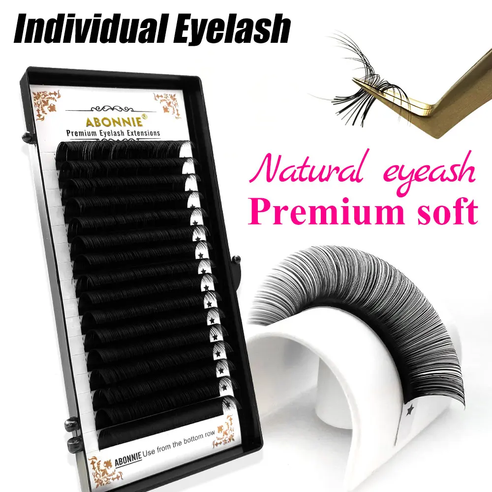 Abonnie 16Rows Classic Silk Lashes 8-18mm All Size Premium Individual Eyelashes Extensions Supplies Volume False Eyelashes