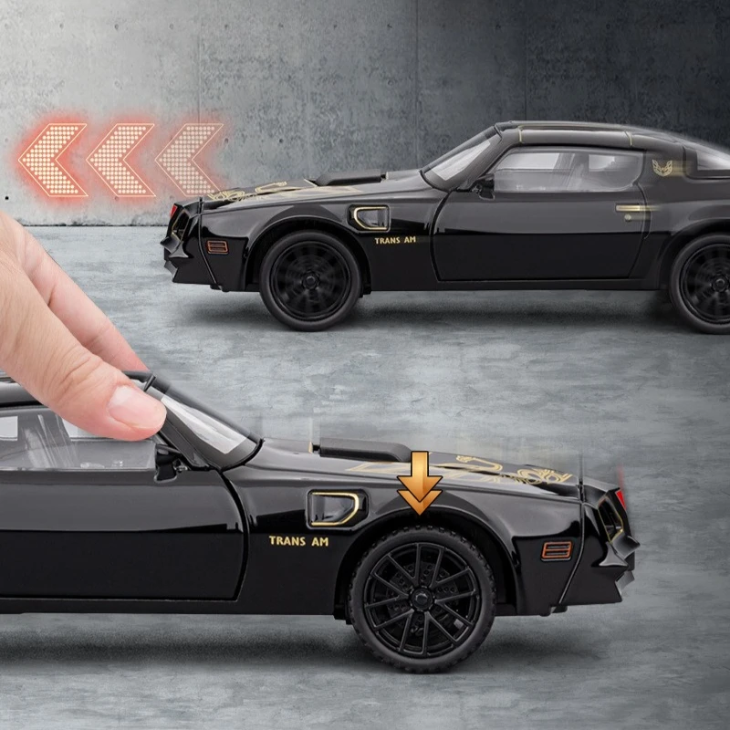 Simulation 1:32 Firebird Alloy Car Model with Pull-Back Sound and Light Birthday Gift for Kids Boy Collection Miniature Voiture