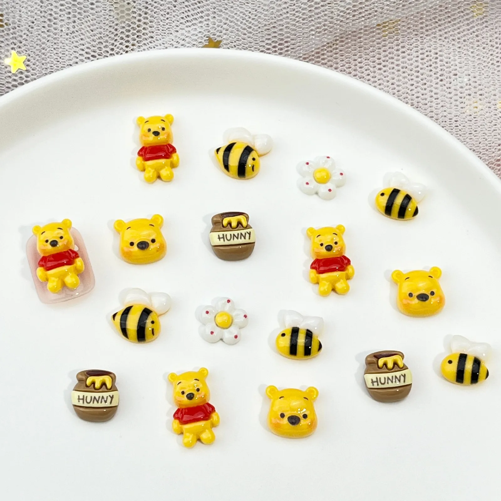 لإكسسوارات فن الأظافر الكرتونية Bearwinnie - مشابك شعر لطيفة على شكل نحلة وزهرة مصنوعة من الراتنج - إكسسوارات أظافر يمكن ارتداؤها بنفسك #2